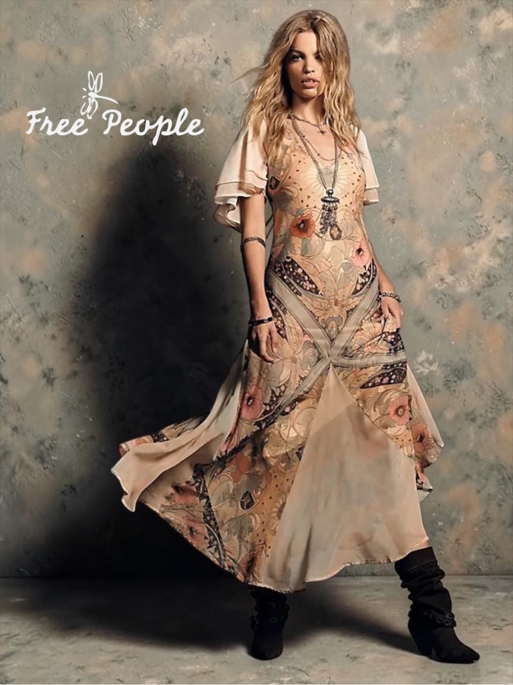 NWT Free People Celestial Nights Maxi Dress Fairy Combo Floral Size Small